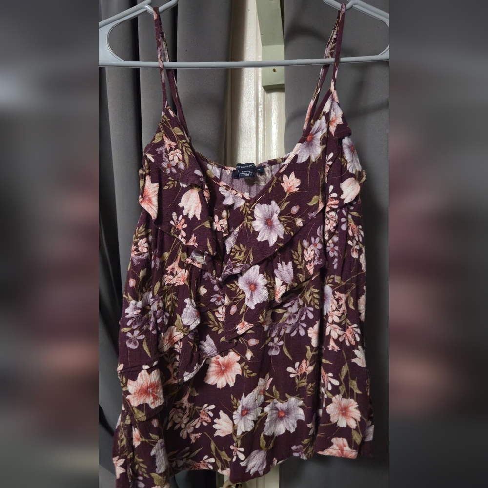 American Eagle Floral Spaghetti Strap Top, Size: S